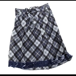 $5 sale! *** Vintage Cynthia Steefe Silk Plaid and Velvet A Line Skirt